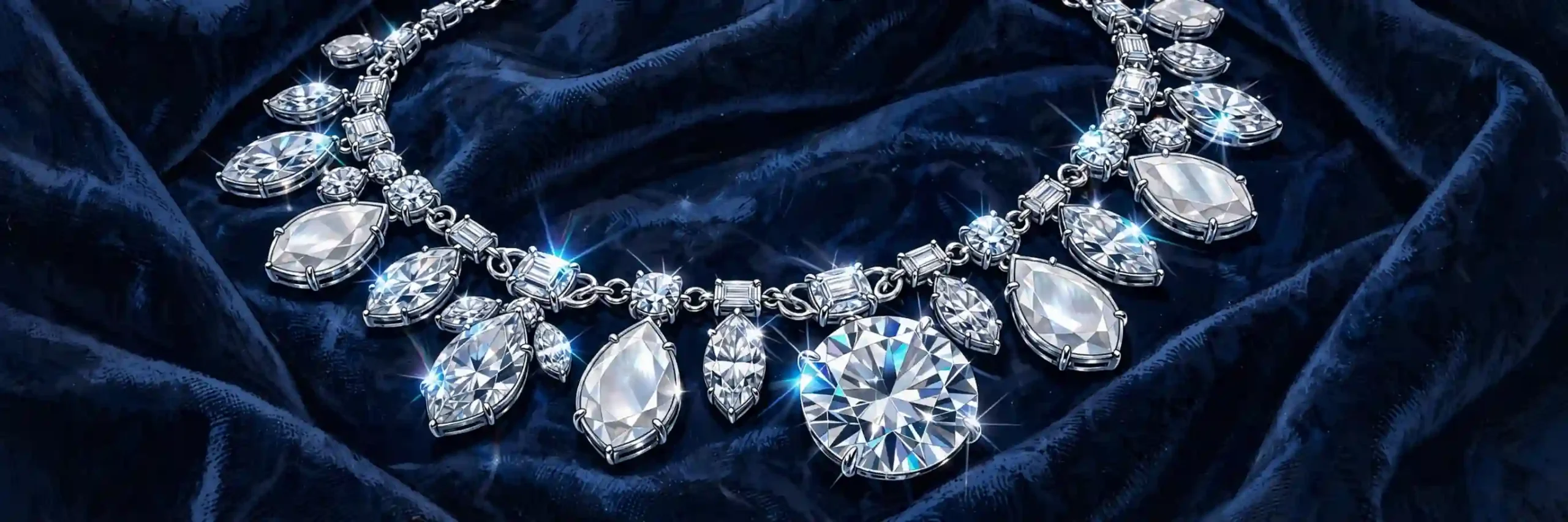 Sparkling diamond necklace on dark velvet - using beautiful synonyms correctly in writing