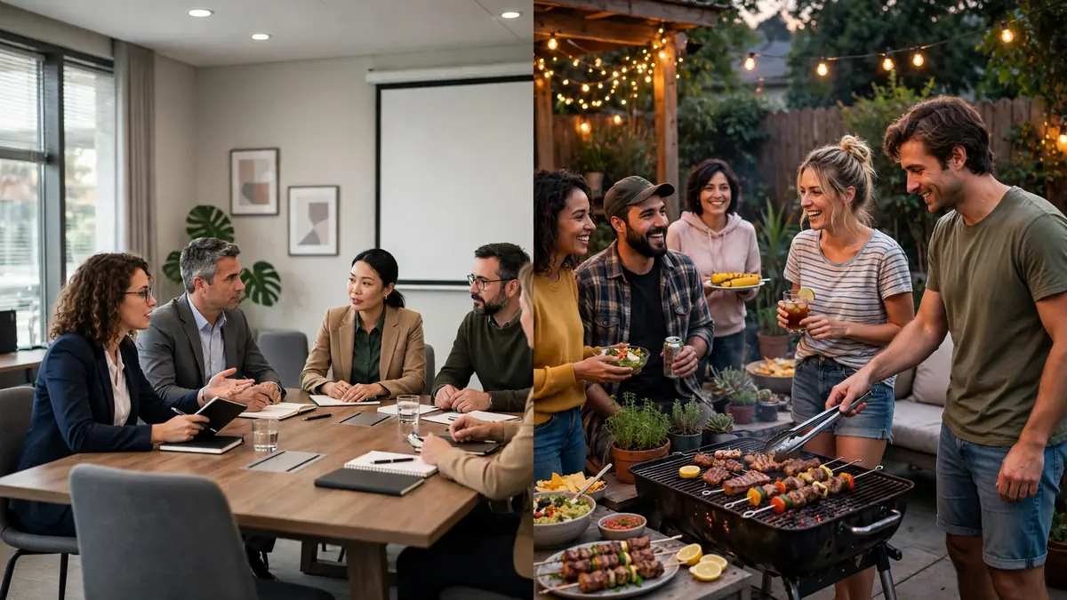 Formal vs casual synonyms for community - professional association meeting compared with friends gathering
