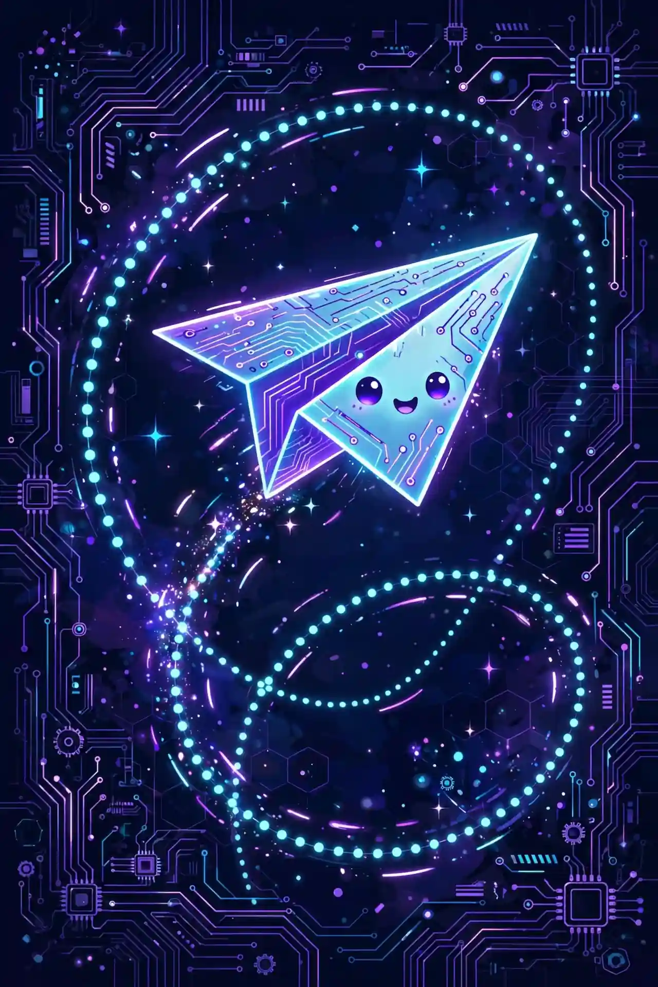 continue synonyms — glowing paper plane following an endless neon flight path onward