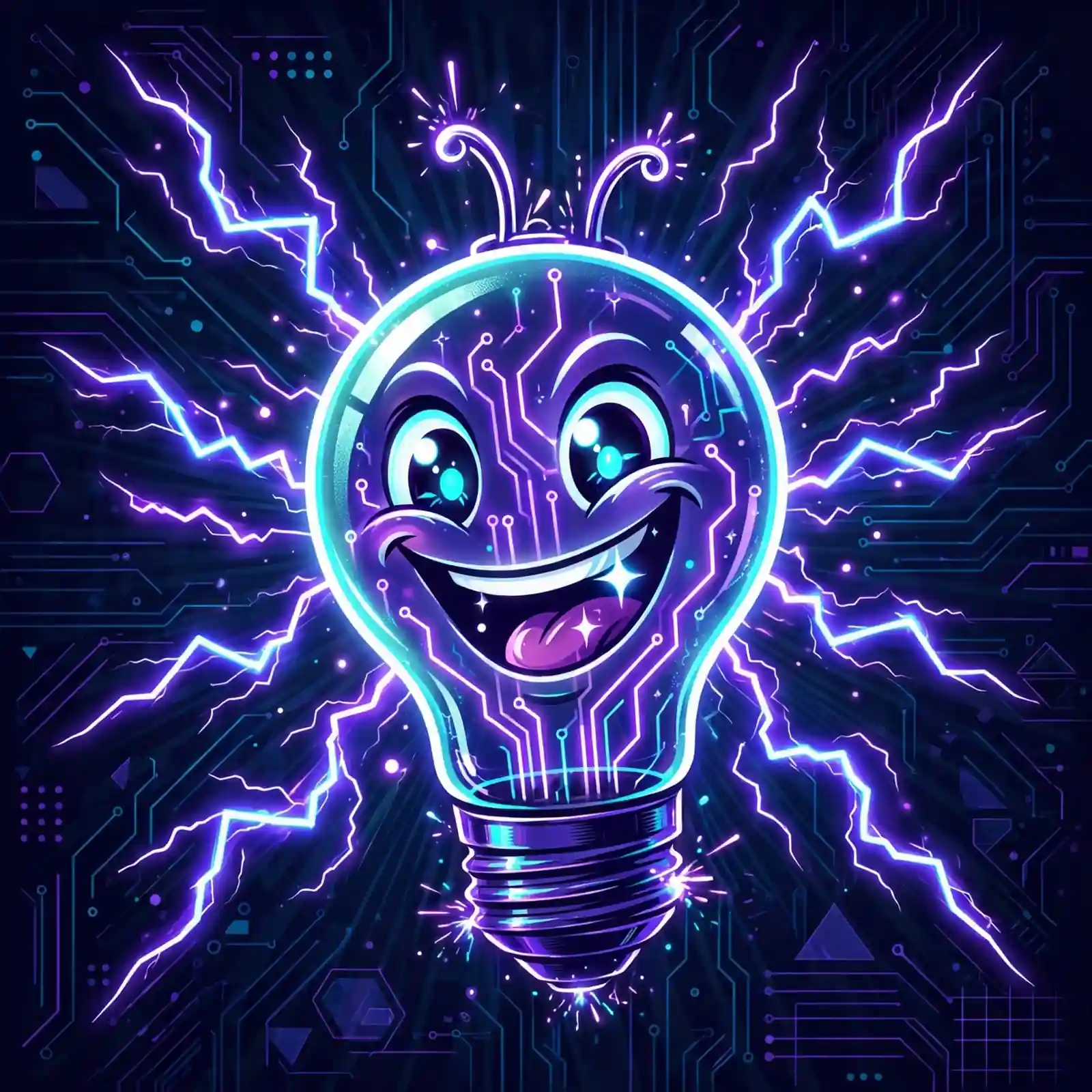 Wacky synonym for crazy — a lightbulb character with wild zigzag sparks