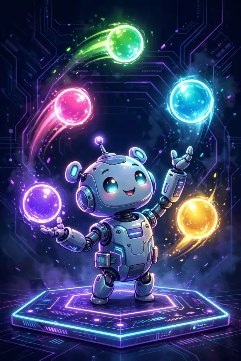 Cute robot juggling glowing orbs of light — ability synonyms and other ways to say ability