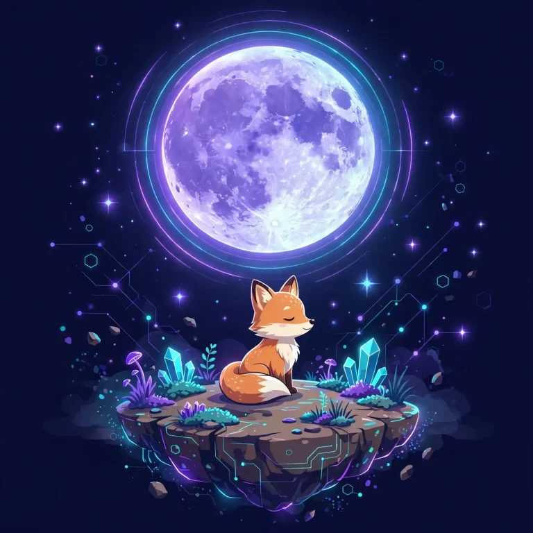 Alone synonym guide — cute fox sitting alone under a glowing moon, synonyms for alone like solo, solitary and independent