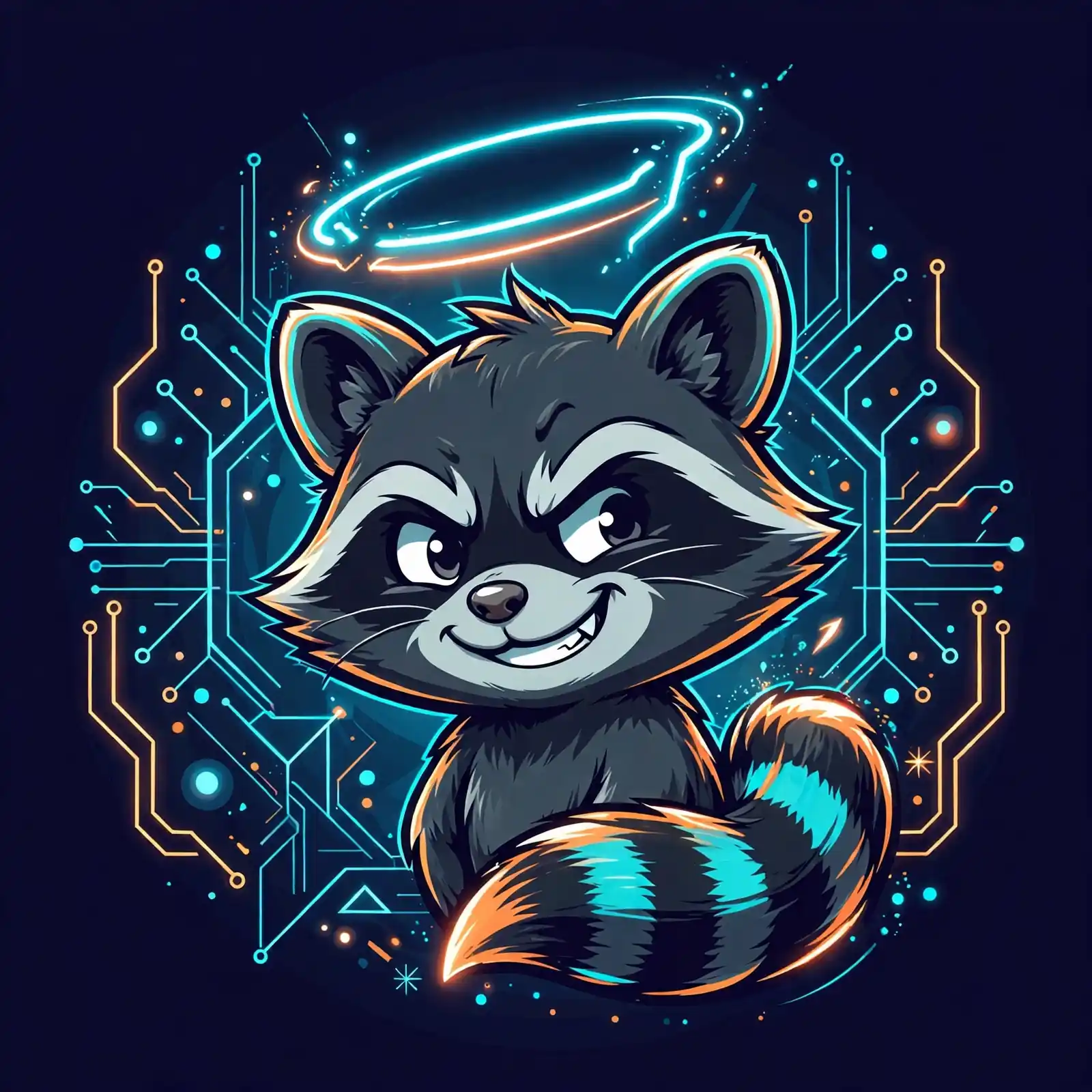 Cute character with a crooked glowing halo — sinful, a playful guilty synonym