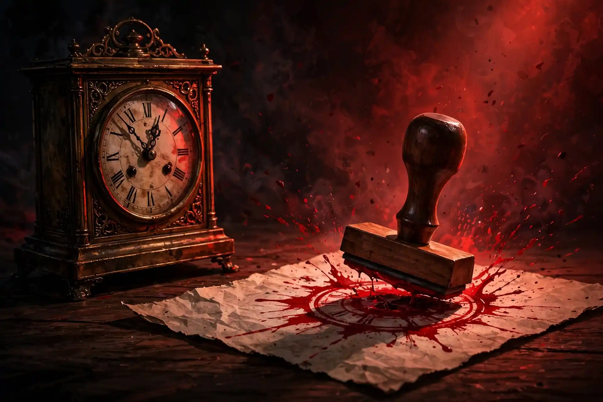 Urgent stamp and clock showing almost midnight - using important synonyms correctly in writing