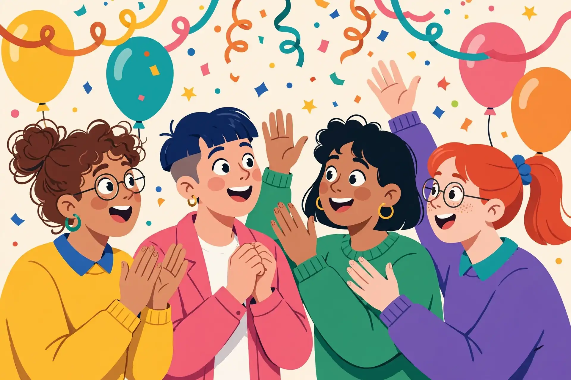 Different ways to say incredible in English with example sentences - friends amazed at a surprise party