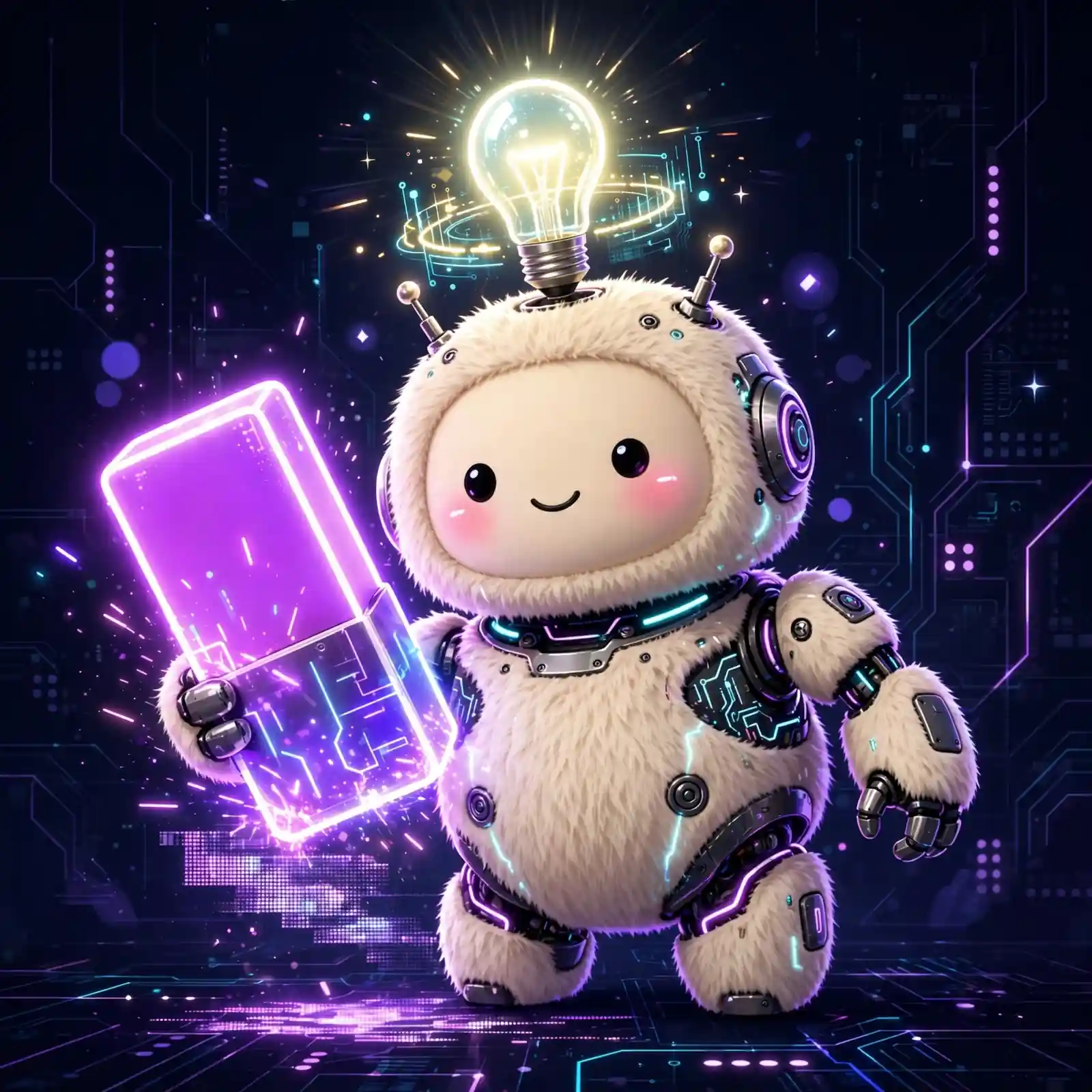 Robot erasing a mistake under a lightbulb, learning to use learn synonyms correctly