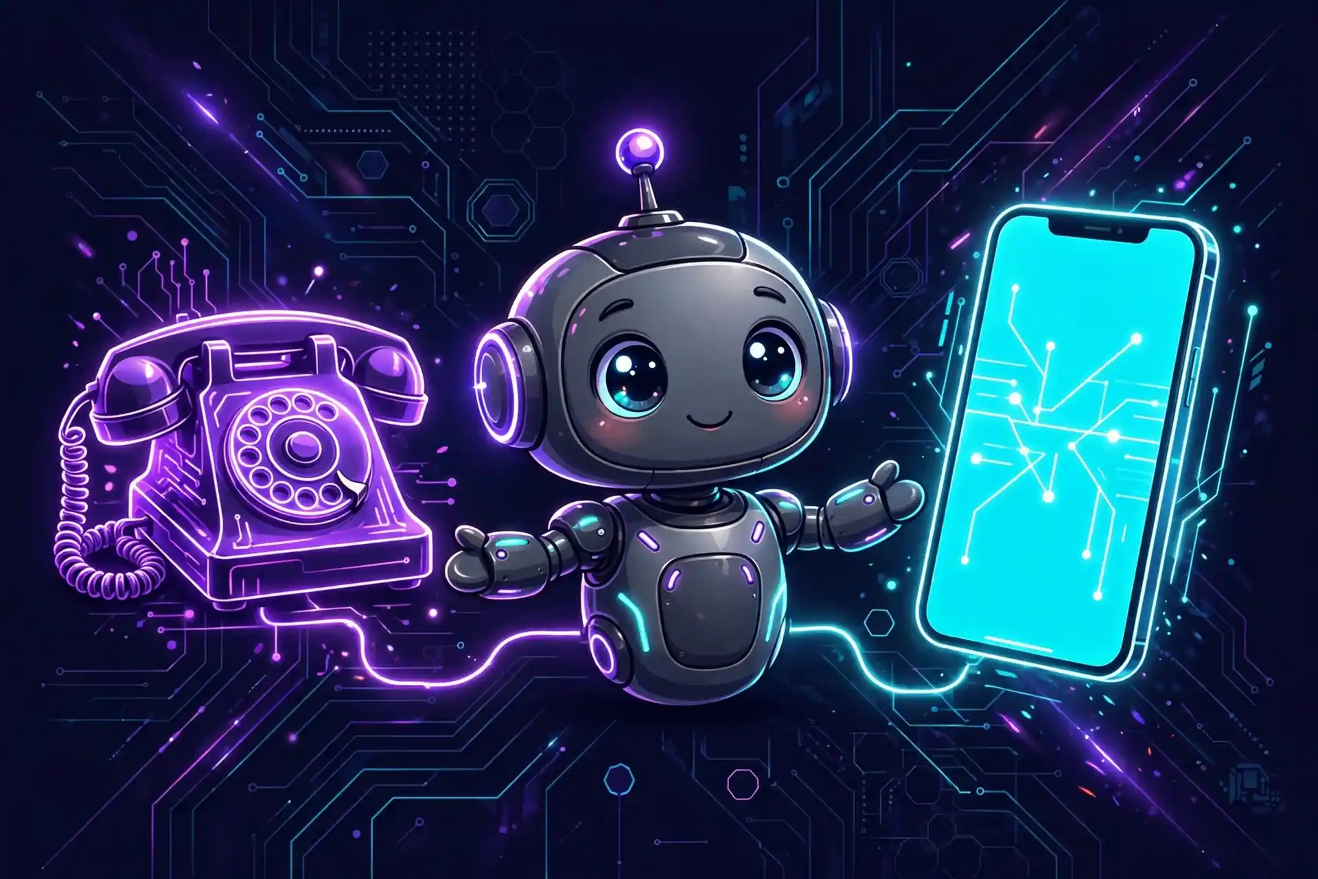 Robot comparing an old phone with a new one, learning the difference between vintage, outdated and obsolete
