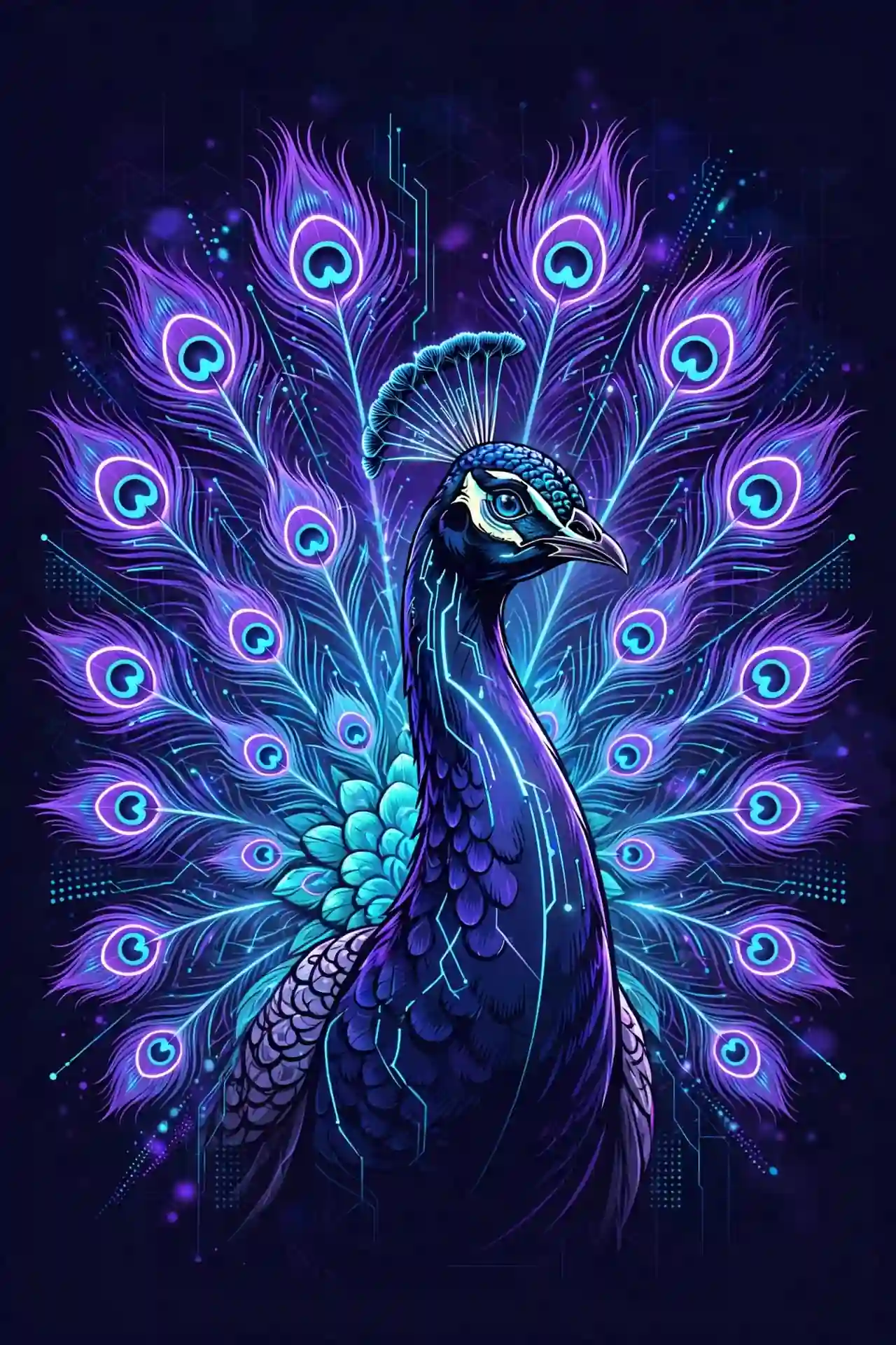 Majestic peacock displaying glowing tail feathers, a visual for glorious and beaming synonyms for proud