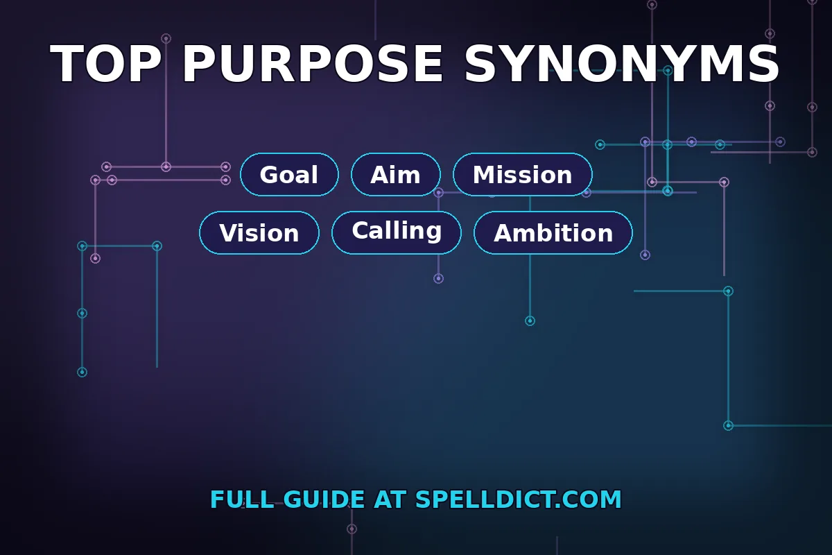 Purpose synonyms — neon target with arrow and constellation trail concept illustration