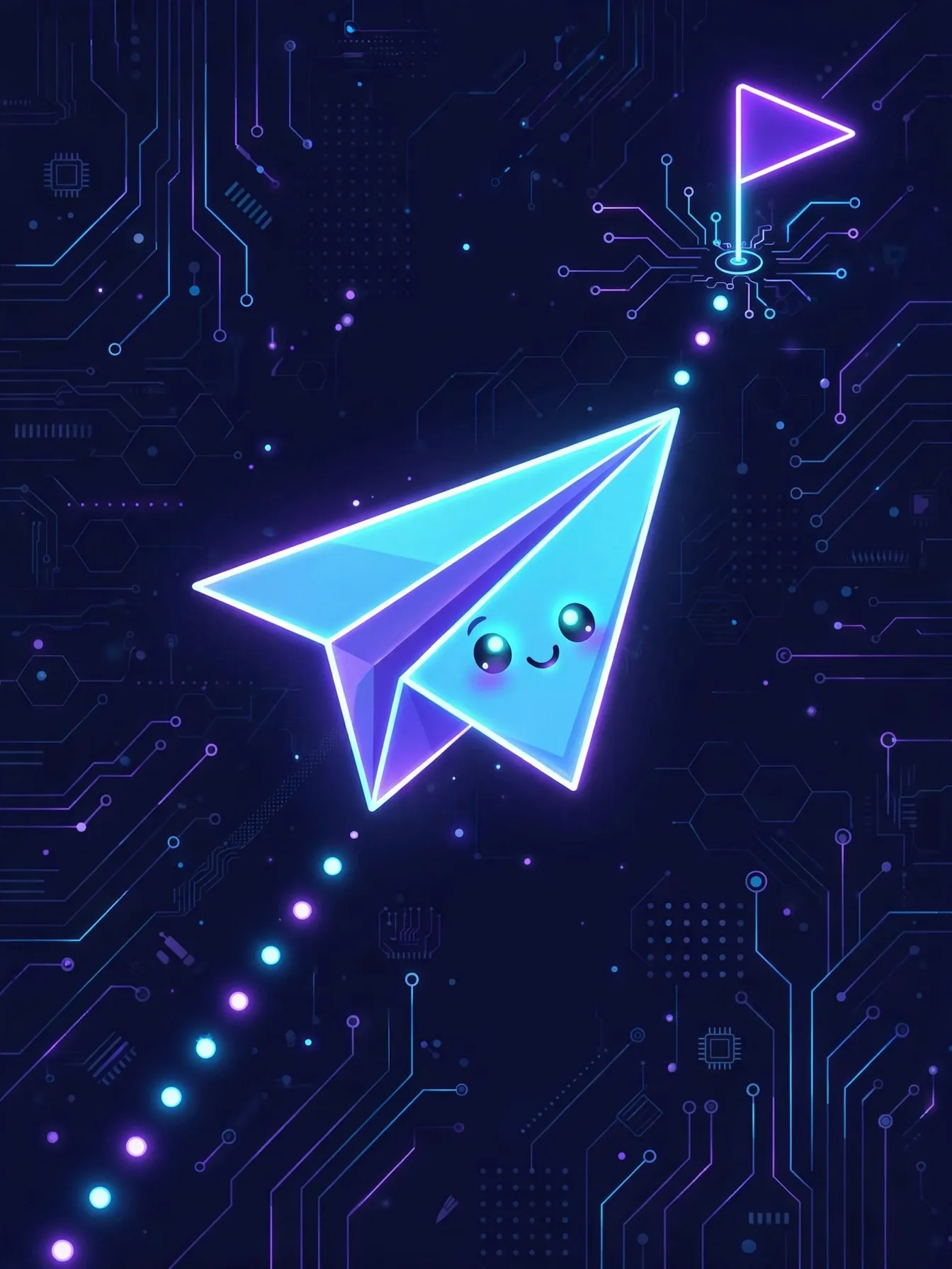 Glowing paper plane flying in a straight line, illustrating simple synonyms like straightforward, easy and direct