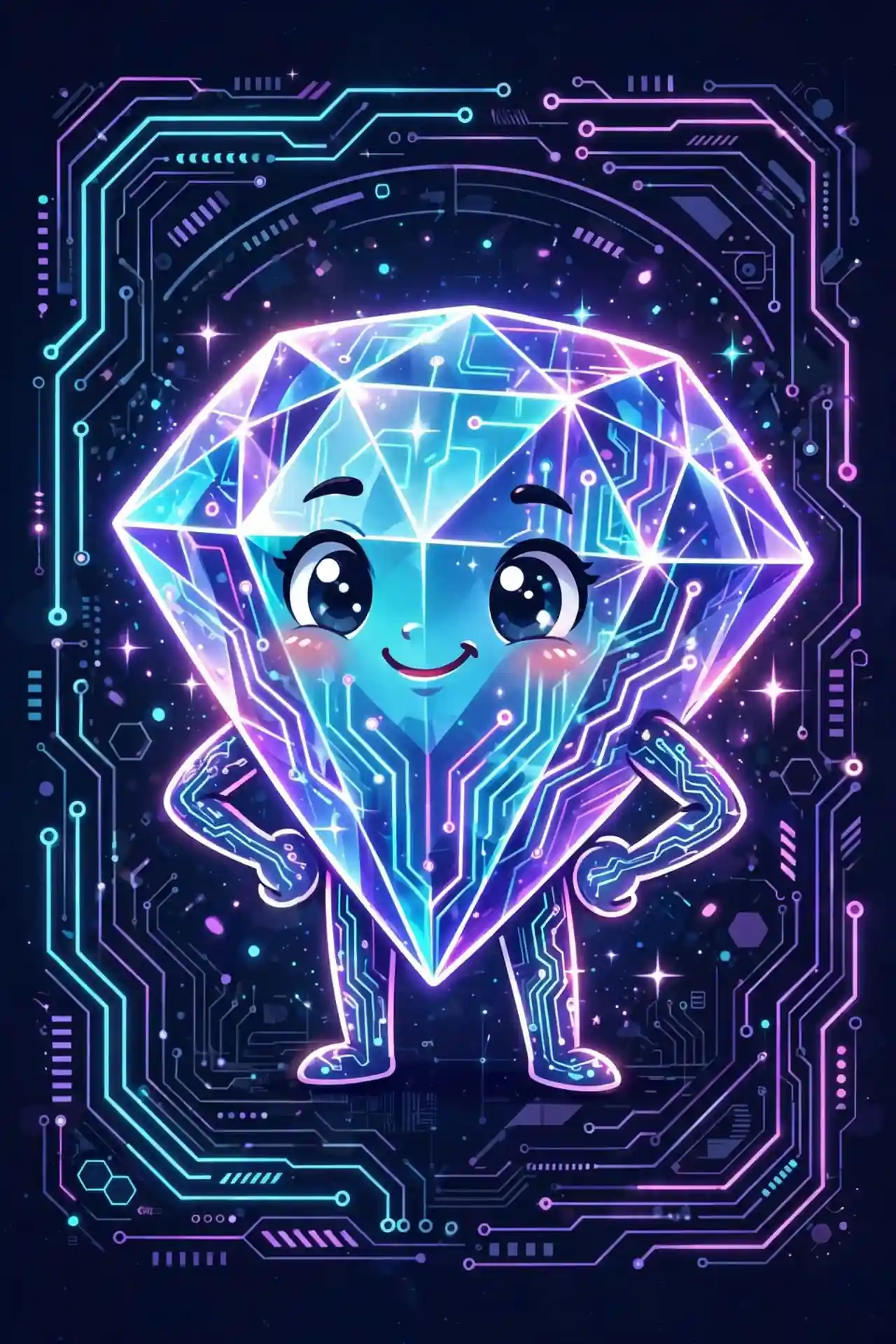 Glowing diamond gem character representing special synonyms like precious, rare and exceptional