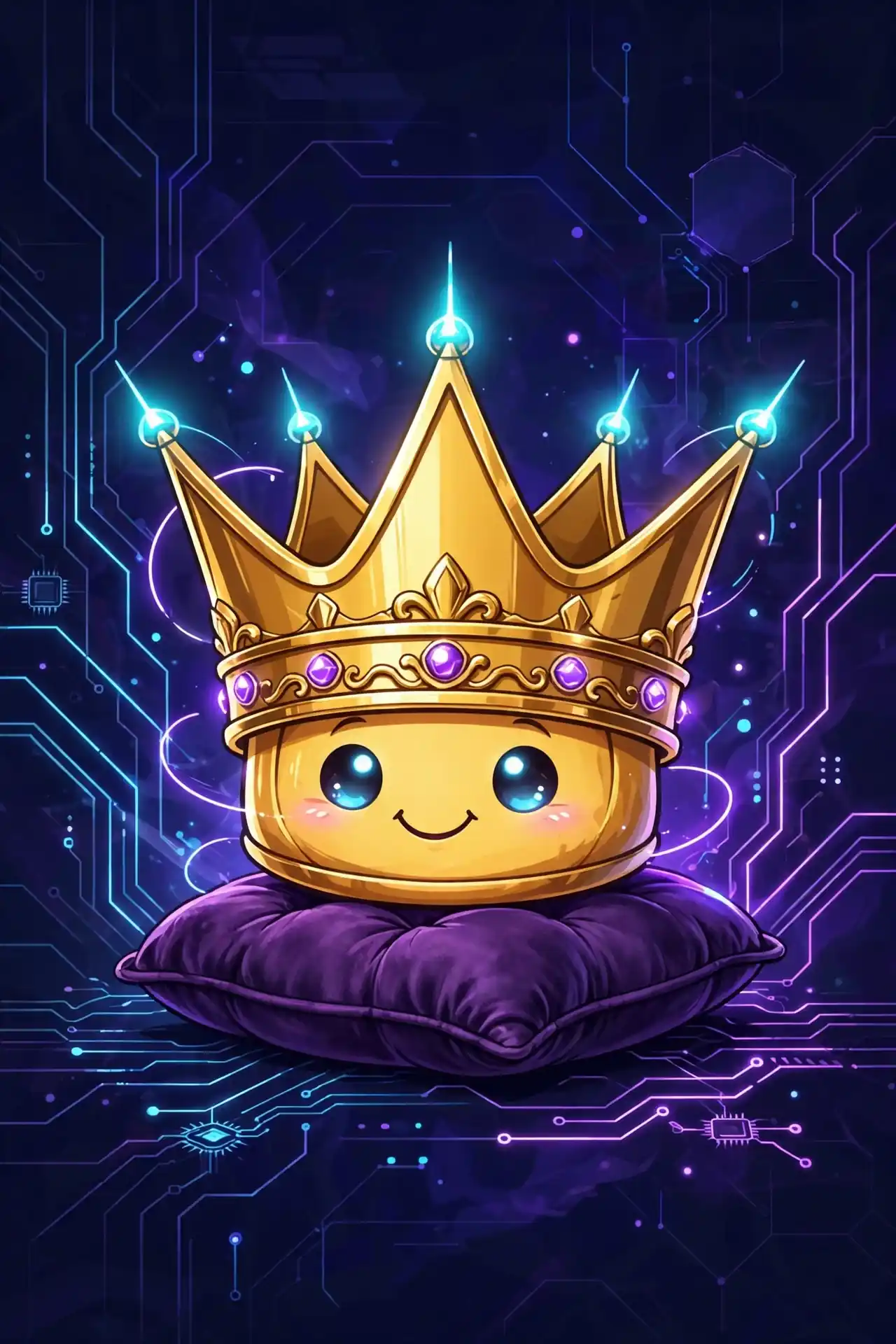 Glowing golden crown character representing special synonyms like premier, exclusive and remarkable