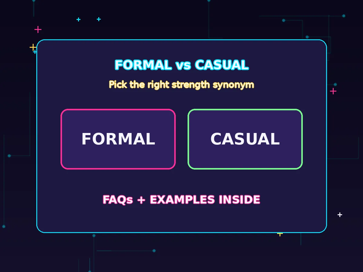 Formal vs casual strength synonyms comparison card with examples