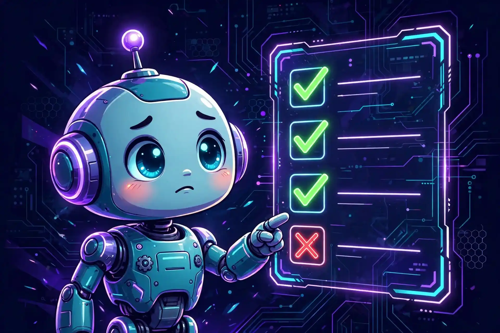 Robot learning from a checklist, showing how to avoid mistakes when using success synonyms