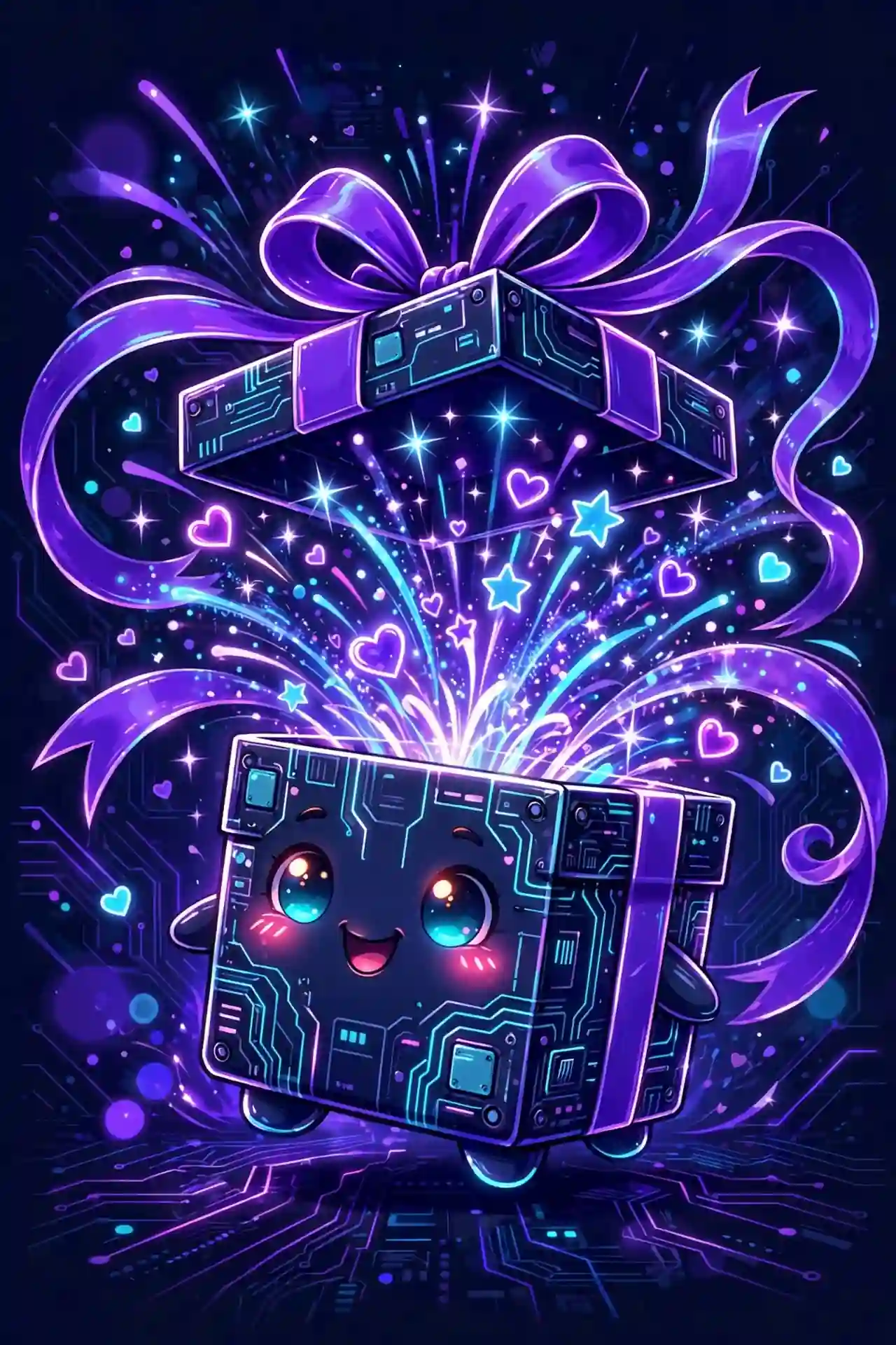 Fabulous synonym for wonderful — a glowing gift box character bursting with joy